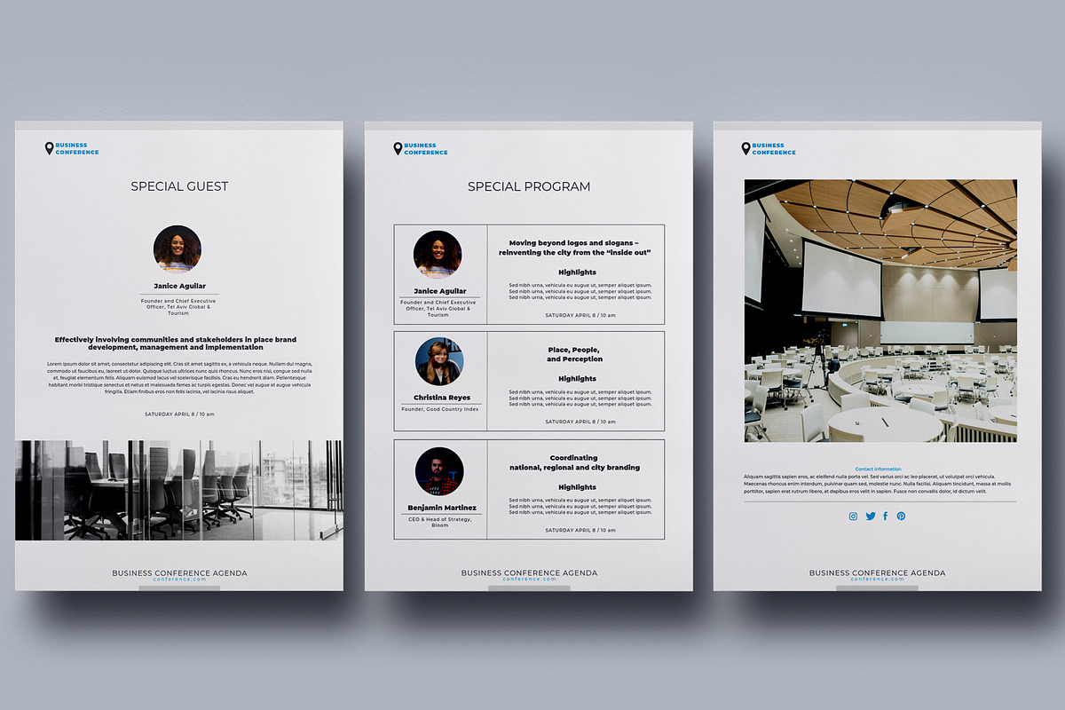 Conference Agenda Canva Template, a Brochure Template by 3.14&Co