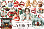 Cozy Christmas Watercolor Clipart, an Illustration by OK Design (Thumbnail 1 of 5)