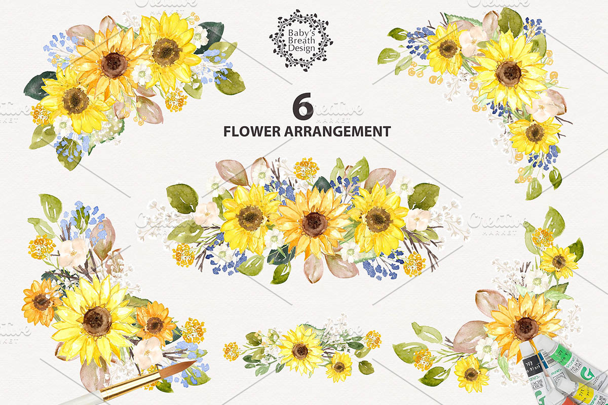 -50%Watercolor Sunflower design, an Illustration by Babysbreath/Dandelionery (Photo 2 of 2)