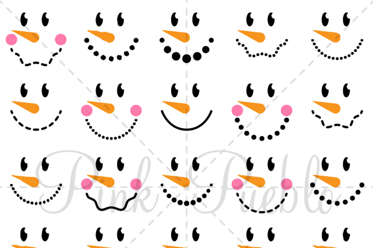 Snowman Faces Clipart & Vectors, an Illustration by PinkPueblo