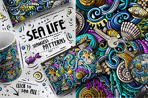 Sea Life Cartoon Doodle Big Pack