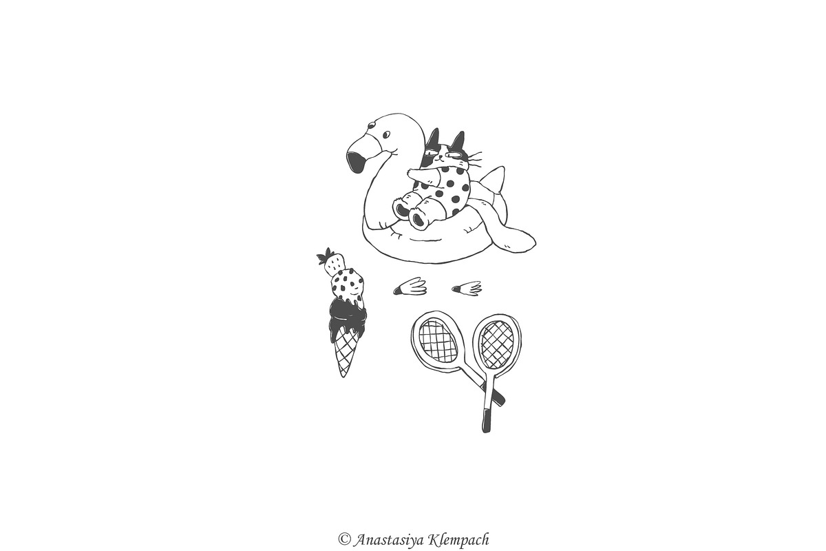 Swimming Pool Hand Drawn Clipart, an Illustration by Anastasiya Klempach (Photo 2 of 7)