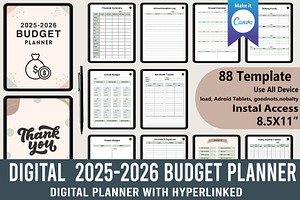 Digital 2025-2026 Budget Planner, a Print Template by Designmela01
