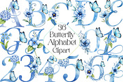 Watercolor Butterfly Alphabet Clipar, an Illustration by DreamPrint404 (Thumbnail 1 of 4)