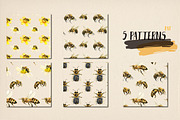 Watercolor honey bees, an Illustration by Onceli*art (Thumbnail 4 of 7)