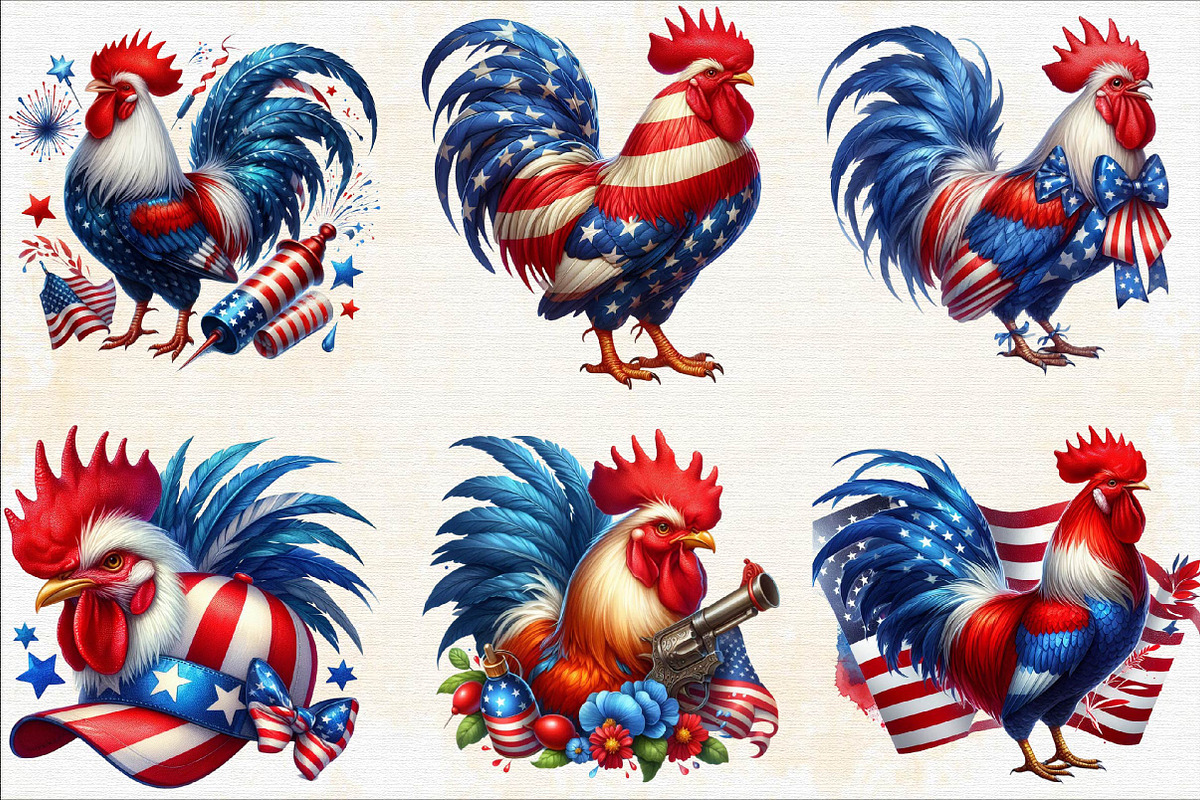 Watercolor Patriotic Cock  Sublimati, an Illustration by SVGArt (Photo 2 of 8)