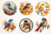 Fall Stained Glass Birds Clipart, an Illustration by Dream Creation (Thumbnail 5 of 6)