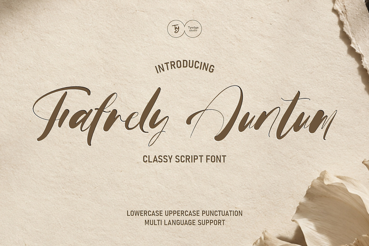 Fafrely Auntum - Classy Script Font, a Script Font by Tyedge Studio (Photo 1 of 7)