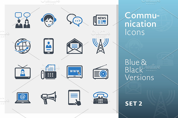 Communication Icons Set 2 Blue
