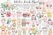 Valentine Animals Watercolor Clipart, an Illustration by Sublimation Artist (Thumbnail 1 of 6)