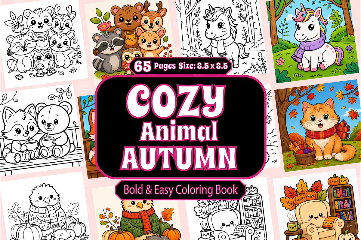 Cozy Animal Autumn Bold & Easy Color, an Animal Illustration by Design Zone (Photo 1 of 4)