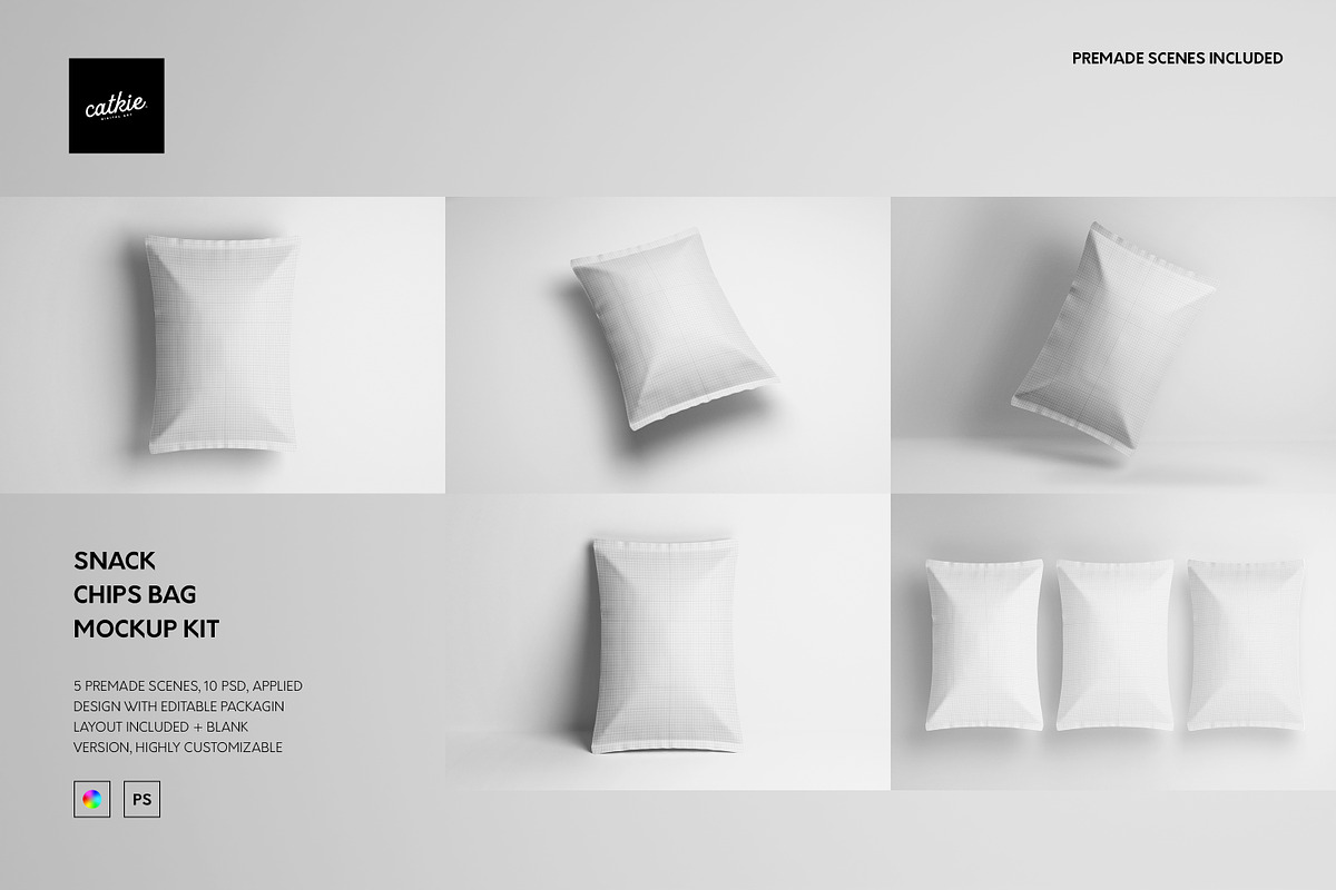 Snack / Chips Packaging Mockup, a Packaging Mockup by Catkie - Digital Art (Photo 3 of 8)