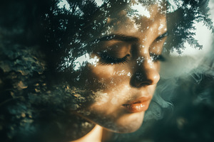 Serene woman’s face with closed eyes, a Person Photo by MistyDay