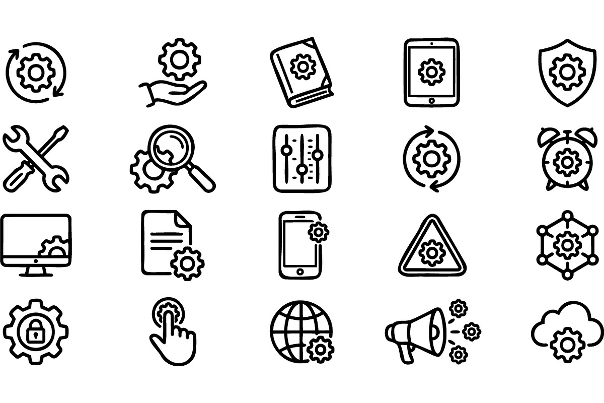 Tech Gear Icon Set, an Illustration by designvectx (Photo 2 of 3)