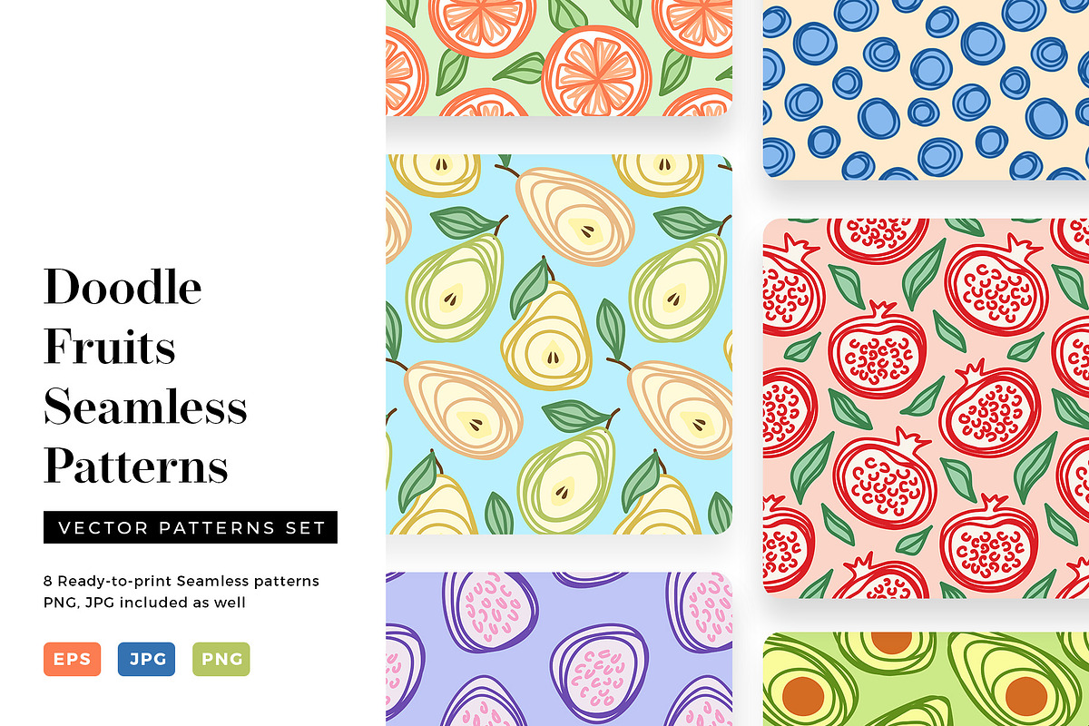 Doodle Fruits Seamless Patterns, a Pattern Graphic by Kotulska (Photo 1 of 6)