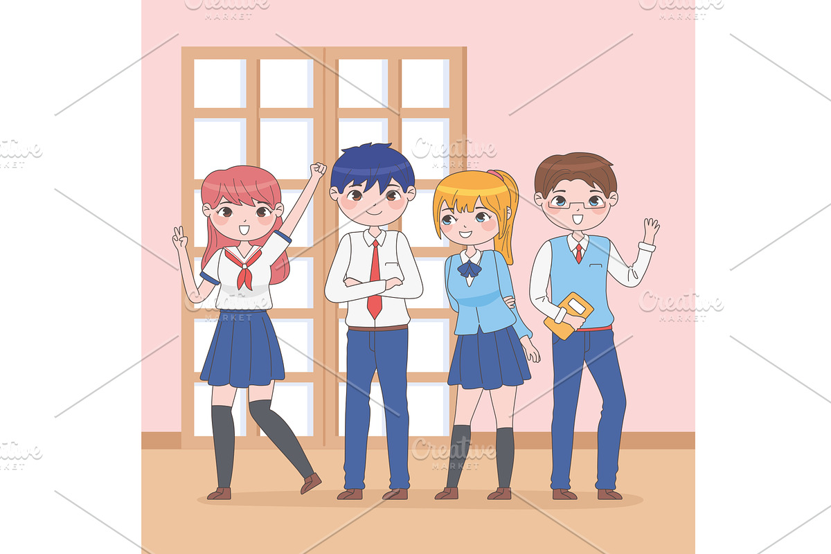 manga students school, a Person Illustration by studiogstock