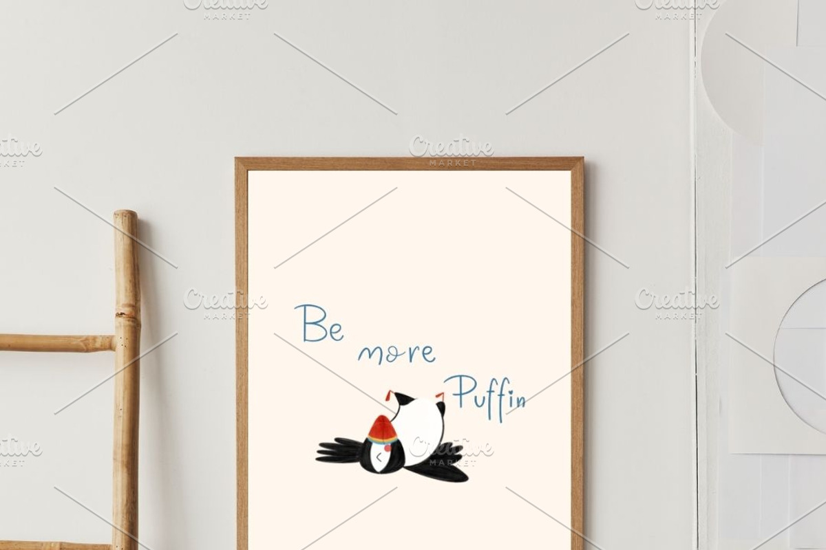 Whimsical Nursery Room Puffin Poster, a Decorative Illustration by Oleksandra Illustrates (Photo 3 of 4)