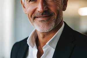 Smiling man in modern office, a Photo by Beautiful things
