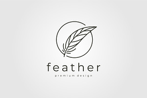 feather circle logo vector line art, a Branding & Logo Template by lawoel