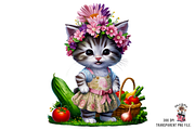 Vegetables Gardener Cat PNG Bundle, a Graphic by Clipart Bloom (Thumbnail 6 of 13)