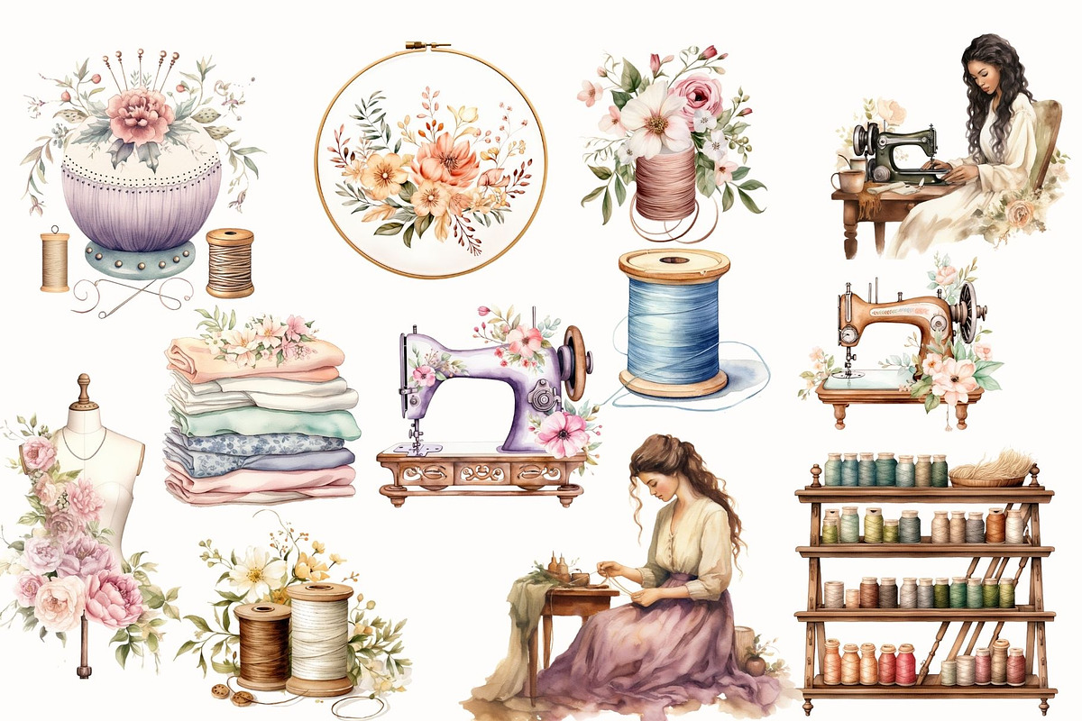 Oh Sew Sweet Sewing Clipart, an Illustration by NadiaTheronArt (Photo 3 of 5)