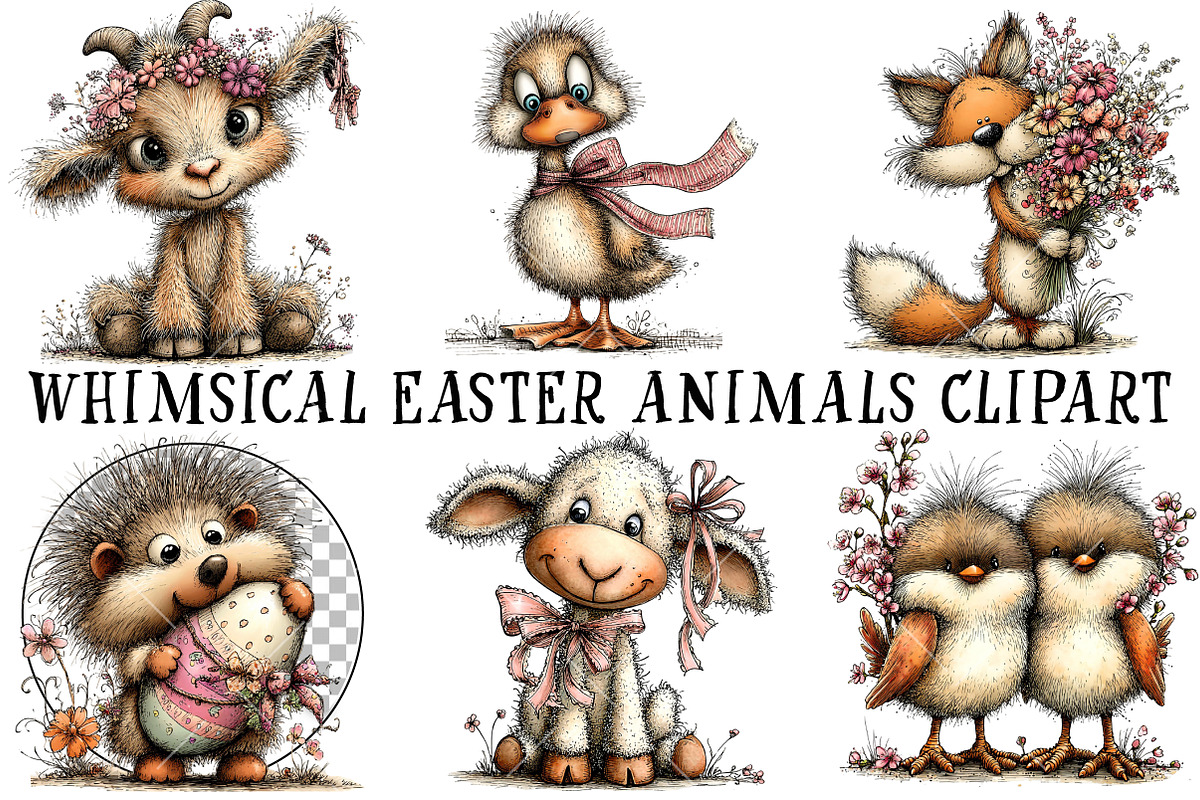 Whimsical Easter Animals Clipart, an Illustration by OK Design (Photo 2 of 6)