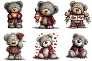 Valentine's Teddy Bear Clipart, an Illustration by CraftArtStudio (Thumbnail 5 of 6)