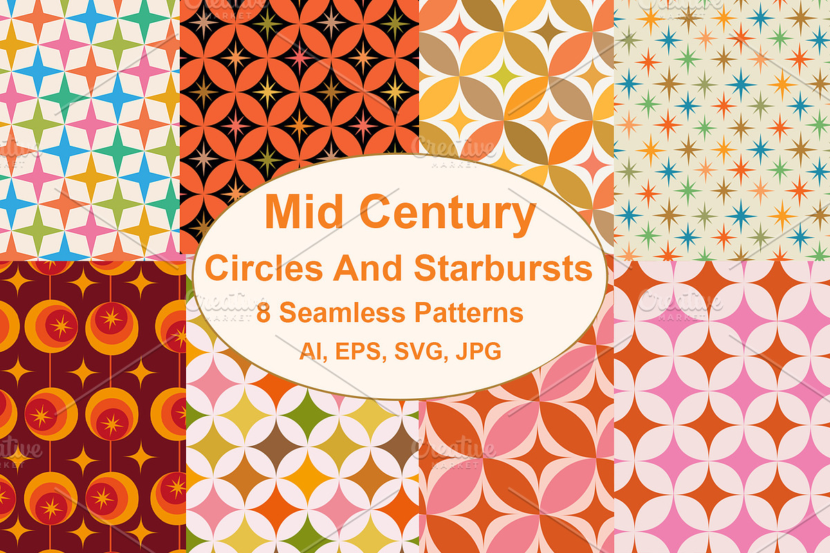 Mid Century Atomic Patterns, a Pattern Graphic by Yasmine Patterns (Photo 1 of 6)
