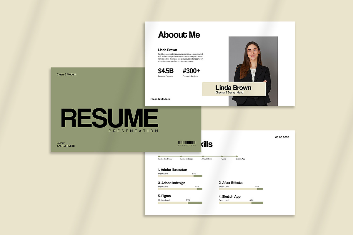 Clean Resume Presentation Template preview 3