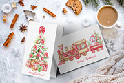 Christmas train watercolor clipart, an Illustration by MarinadeArt (Thumbnail 6 of 8)