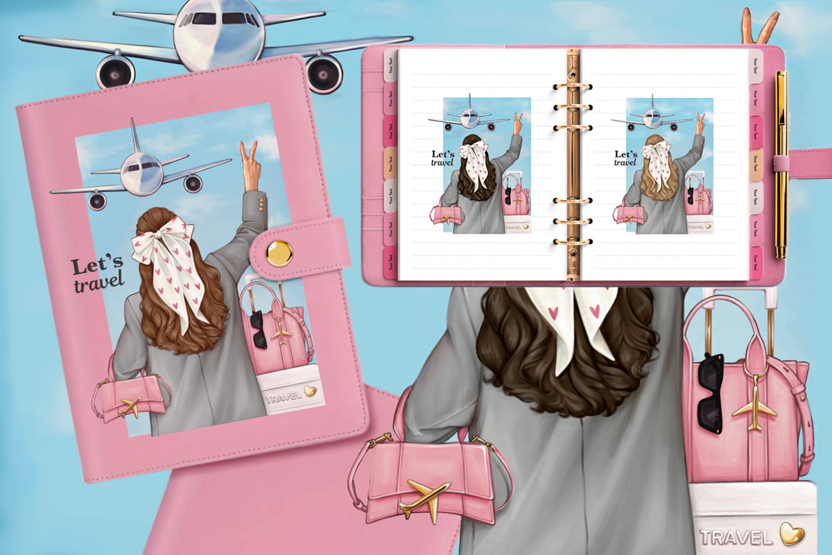 Travel Fashion Girl Clipart Set, an Illustration by designs.svkl (Photo 4 of 6)