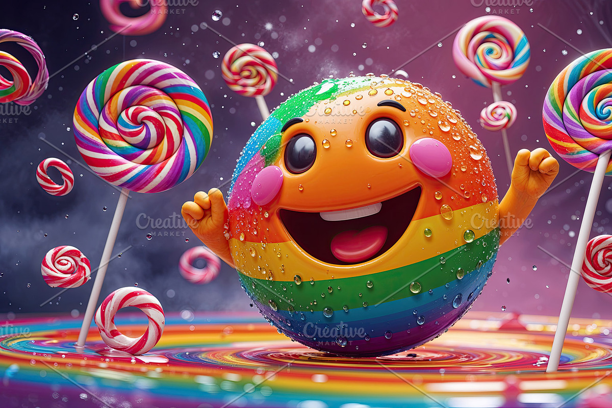 Celebrating rainbow-striped sphere, an Illustration by wavebreak