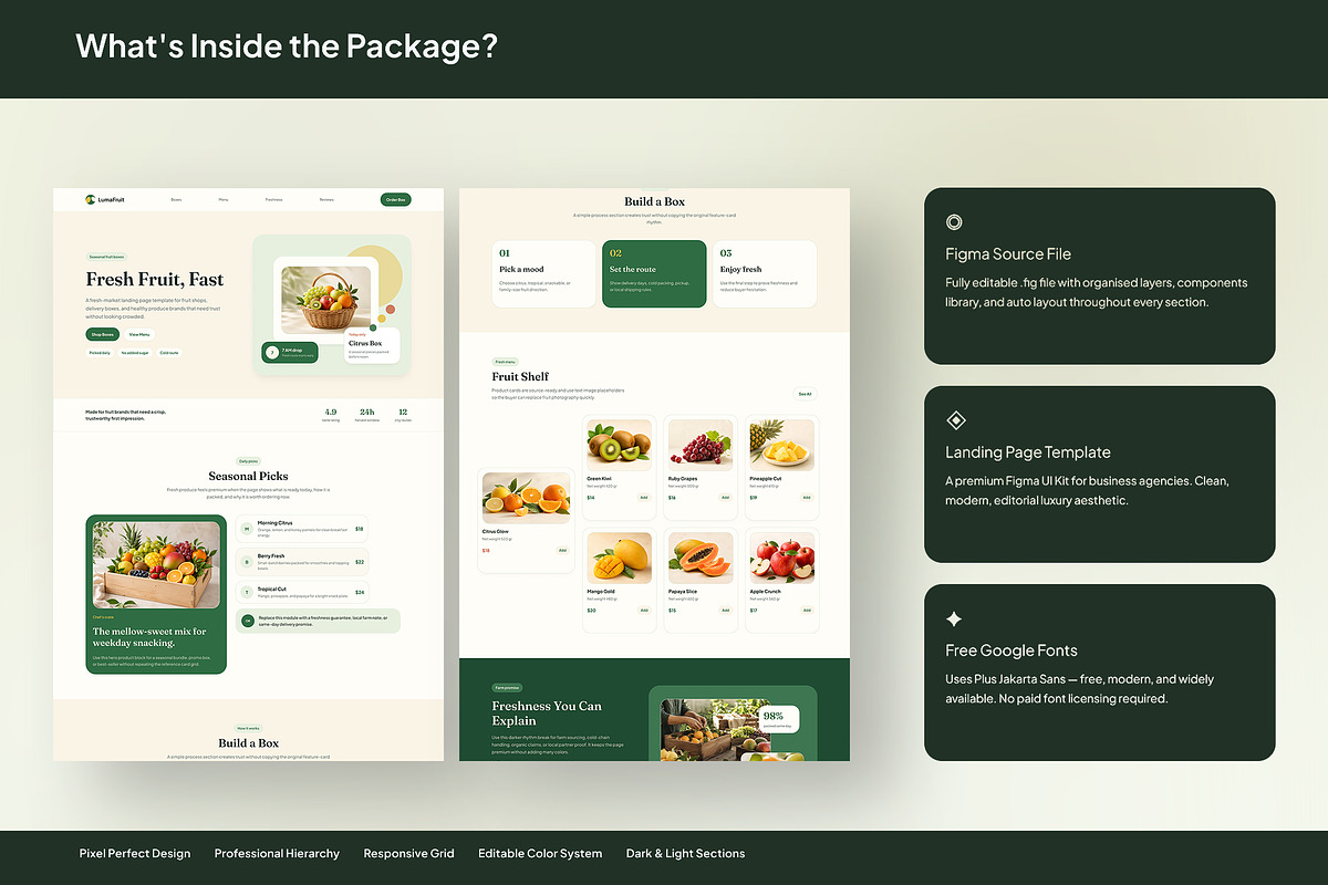 Fruit Delivery Landing Page, an UI Kit Template by Pitchlook.Studio (Photo 3 of 3)