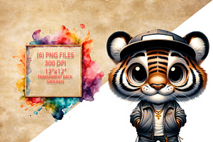 Streetwear Tiger Clipart PNG Set