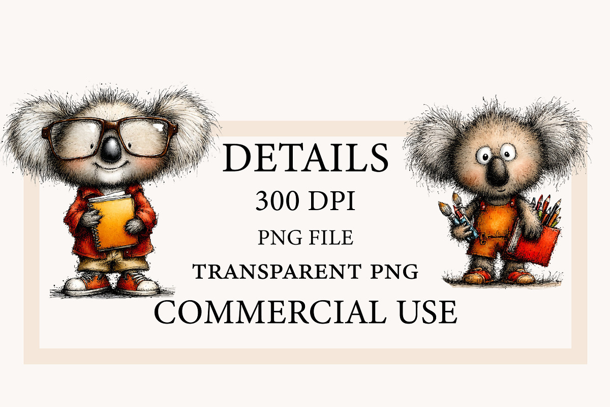 Back to School Koala Clipart Bundle, a Seasonal Illustration by Designworld (Photo 4 of 8)