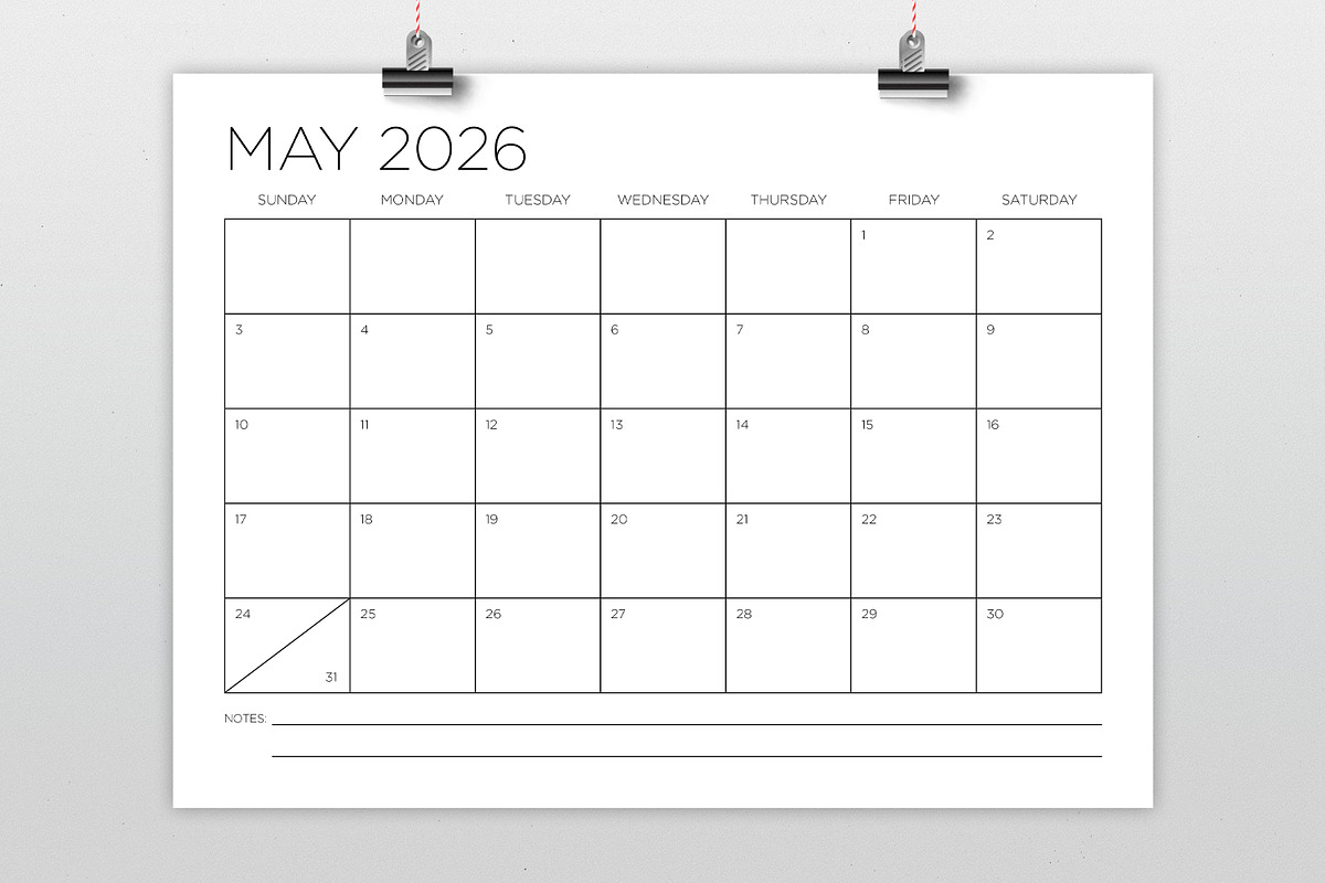 2026 12 x 9 Thin Sans Serif Calendar preview 2