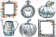 Watercolor Silver Autumn Clipart PNG, a Seasonal Illustration by Canvas Craft (Thumbnail 2 of 3)