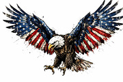 Bald Eagle Patriotic Watercolor PNG, an Animal Illustration by VetalStock (Thumbnail 5 of 8)