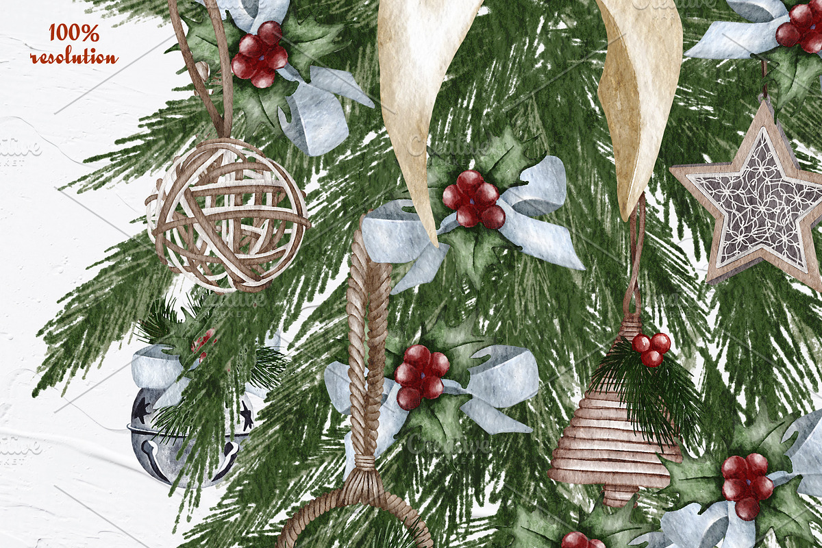 Farmhouse Christmas Watercolor Set, a Seasonal Illustration by BarvArt (Photo 28 of 28)
