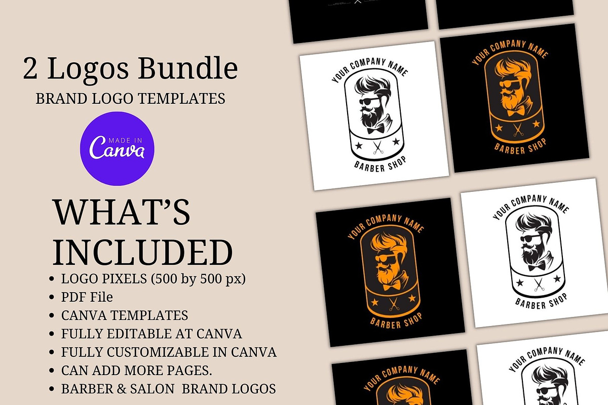 Unique Barber Shop Brand Logo Design, a Branding & Logo Template by Mishek Munene (Photo 1 of 7)