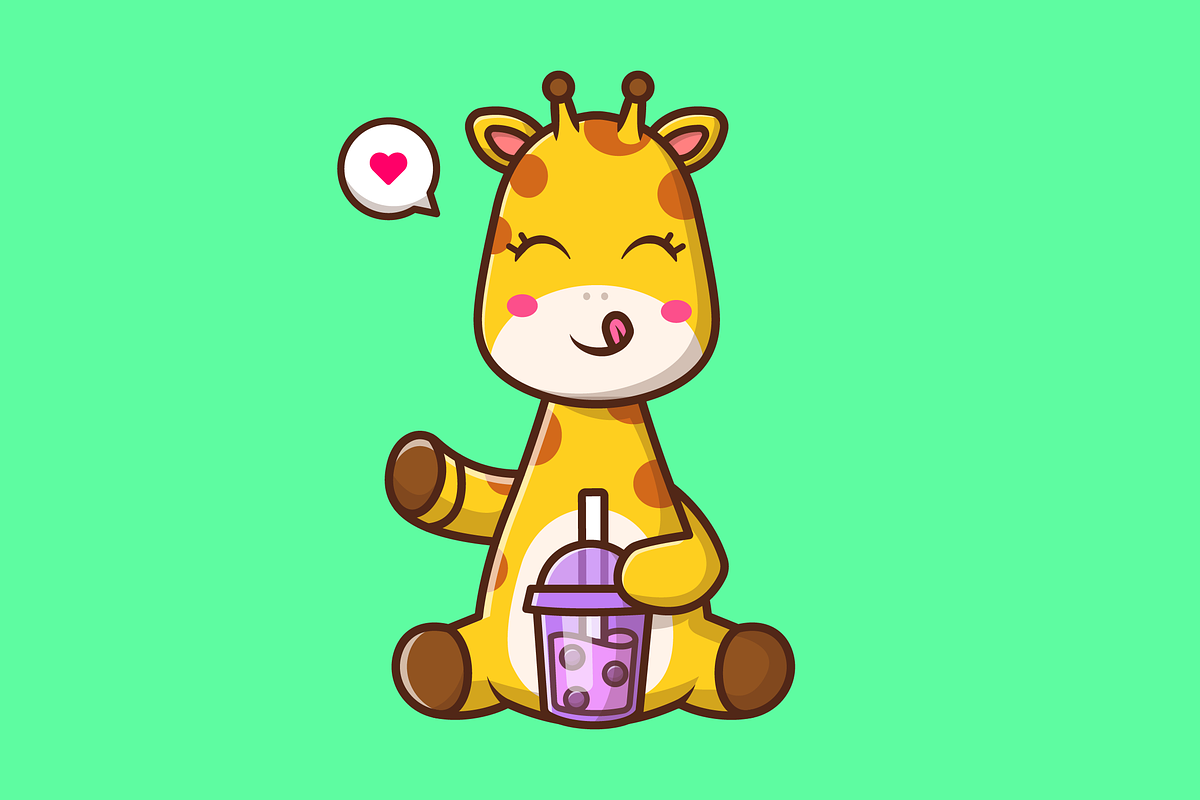 Cute Giraffe Drinking Boba Milk Tea, an Animal Illustration by Catalyst Labs (Photo 2 of 3)