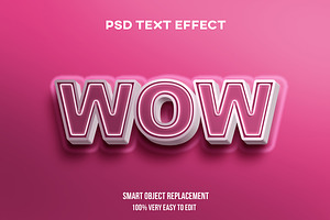 Wow 3D Text Effect Psd