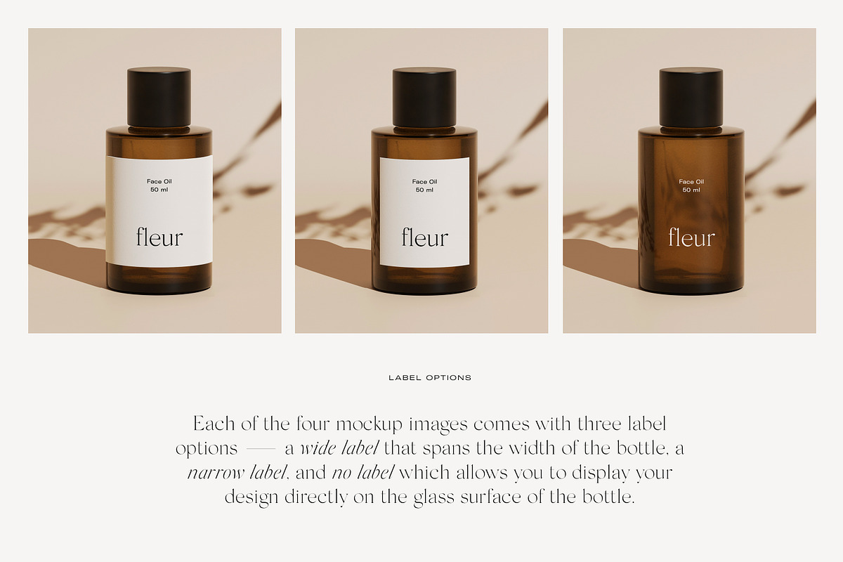 Fleur: Cosmetic Bottle Mockups, a Packaging Mockup by October November (Photo 7 of 9)