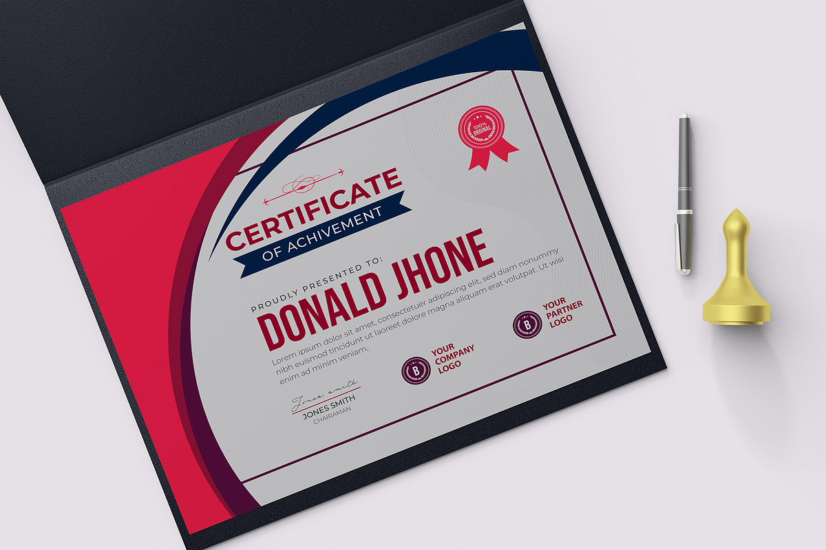 Certificate Of Achievement Design, a Stationery Template by MRI STUDIO (Photo 9 of 12)