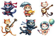 Funny Quirky Cats Clipart, an Illustration by Watercolor design (Thumbnail 4 of 4)