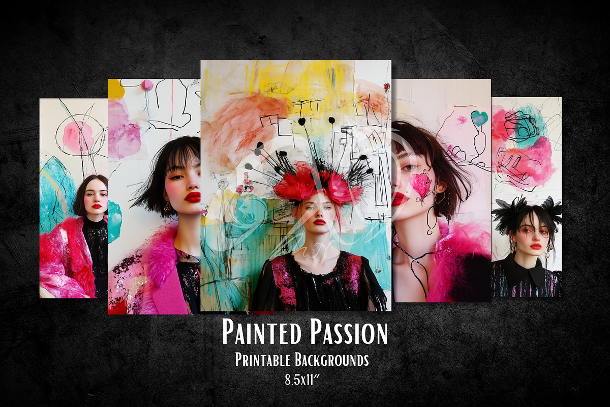 Painted Passion: Artsy Love Paper, a Background Graphic by NiiiNArt (Photo 3 of 8)