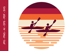 Two kayaks paddling on lake vector, a Sport Illustration by nandinigraphics