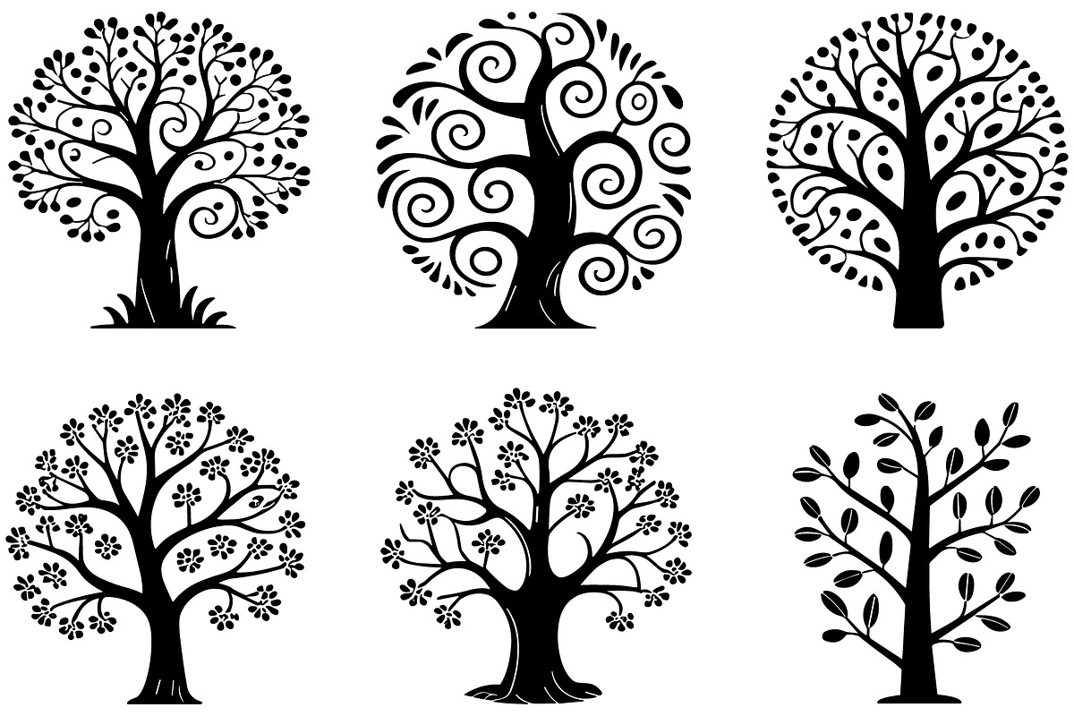 Stylized Tree Outline Clipart Pack, an Illustration by Designs_River (Photo 7 of 7)