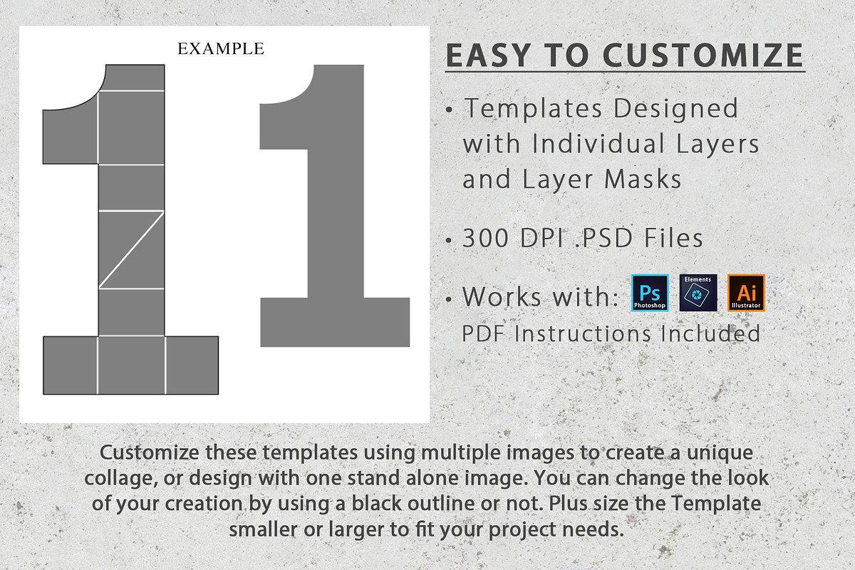 12x12 Number Photo Collage Templates, a Marketing Template by Loveurstyle Designs (Photo 4 of 5)