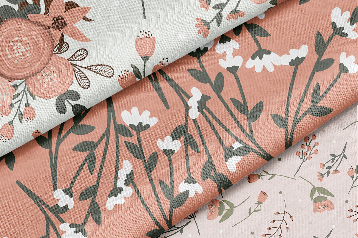 Pink Floral Clipart & Seamless Paper, an Illustration by illuztrate (Photo 5 of 6)